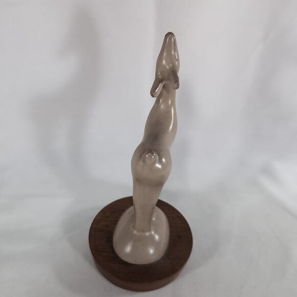 Herta Wildlife Series Canadian Solid Walnut Deer Figure Statue Doe Wood Ceramic - Picture 11 of 12